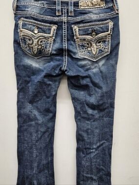 Rock Revival Jeans Women's Denim Bootcut Jiselle Size 28×34 Rhinestone Pockets